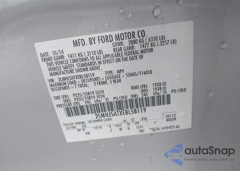 2014 Lincoln Mkt Ecoboost из США, поврежденный, VIN 2LMHJ5ATXEBL58119